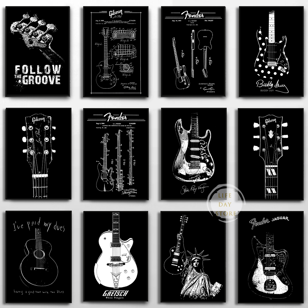 Picture Of Musical Instrument - Müzik Aleti Elektro Gitar Patent Posterler