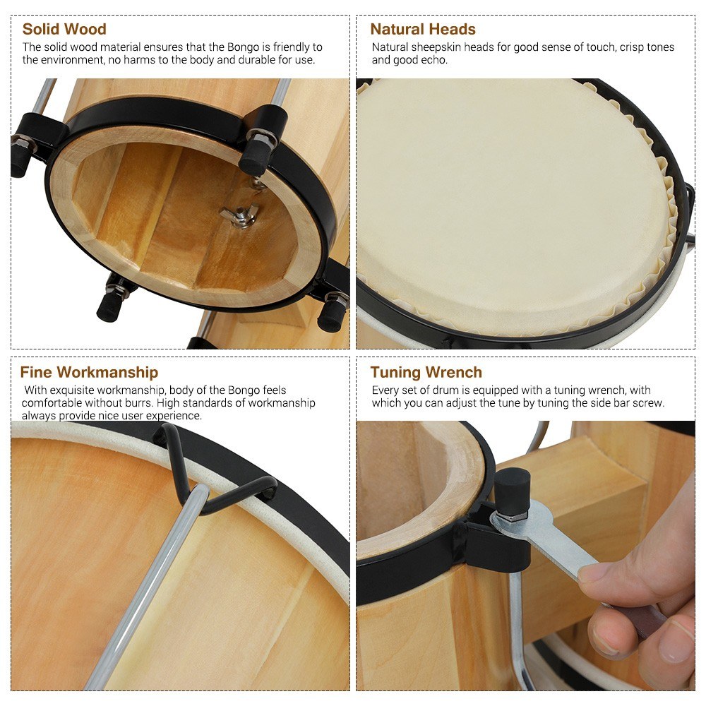 Ahşap Bongo Davul Seti 5.5 İnç - Bongo Drum Set incelemesi ve fiyatı